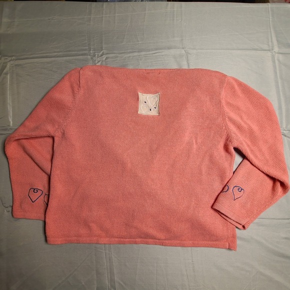 Vintage Pink Cardigan Embroidered Romantic Valentines Heart Buttons Dainty Love - Picture 5 of 9